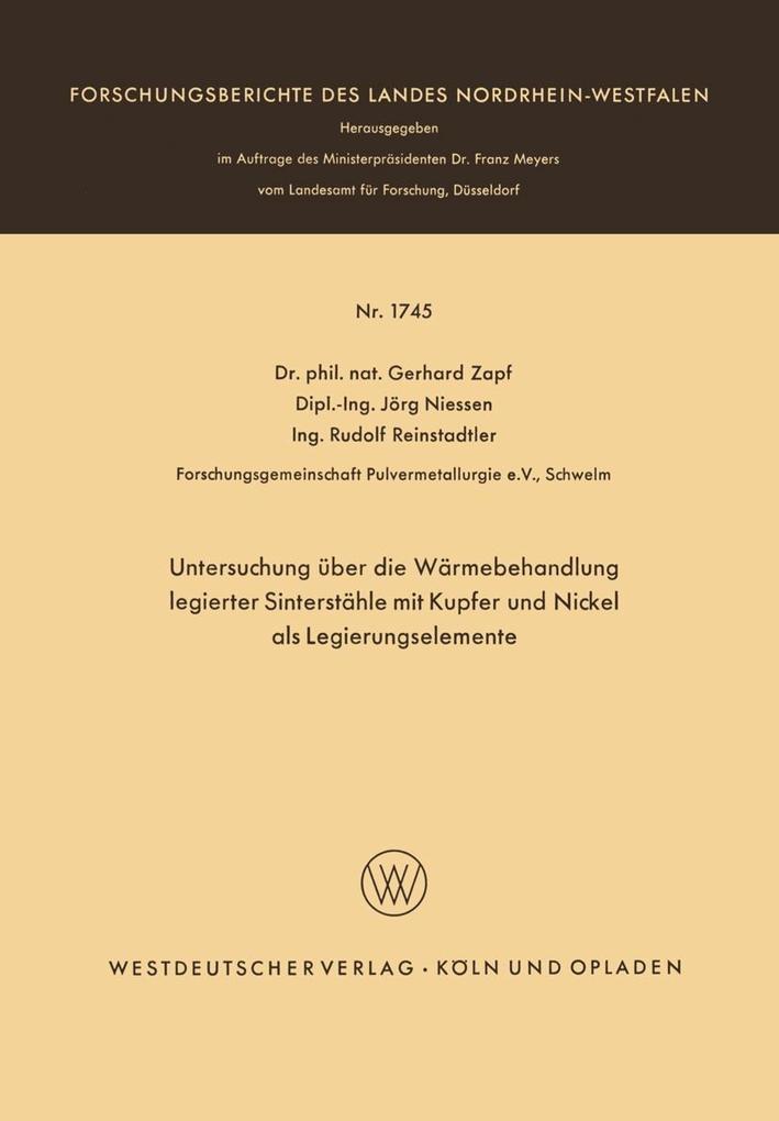 Untersuchung über die Wärmebehandlung legierter Sinterstähle mit Kupfer und Nickel als Legierungselemente
