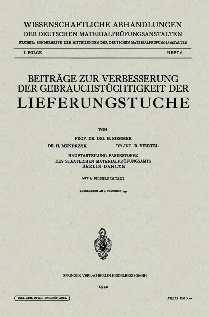 Beiträge zur Verbesserung der Gebrauchstüchtigkeit der Lieferungstuche