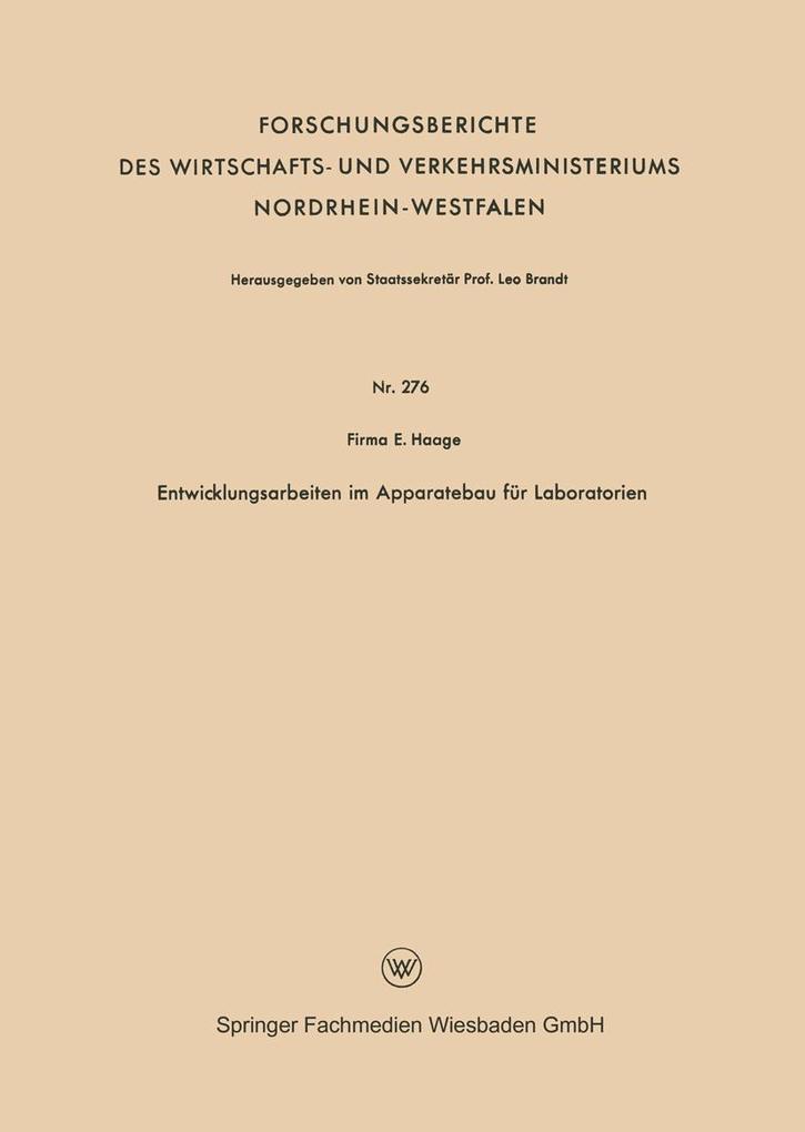 Entwicklungsarbeiten im Apparatebau für Laboratorien