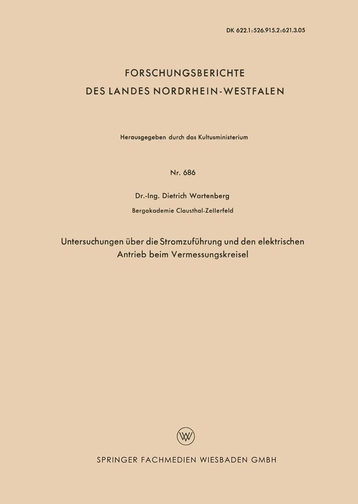 Untersuchungen über die Stromzuführung und den elektrischen Antrieb beim Vermessungskreisel