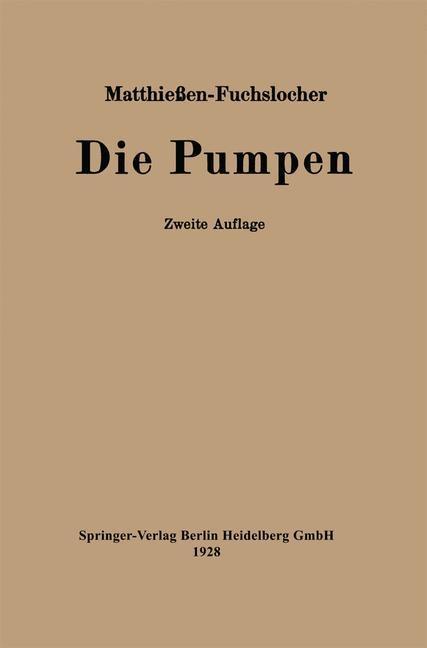 Die Pumpen - H. Matthießen/ E. Fuchslocher