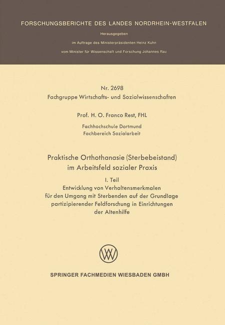 Praktische Orthothanasie (Sterbebeistand) im Arbeitsfeld sozialer Praxis