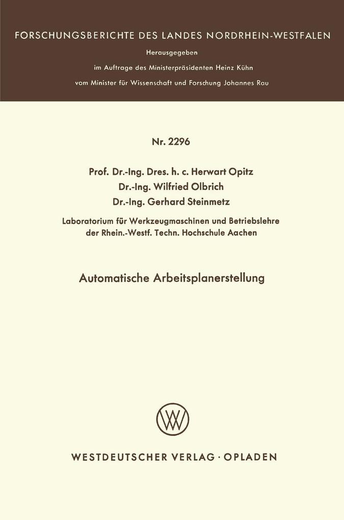 Automatische Arbeitsplanerstellung