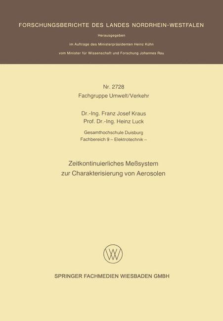 Zeitkontinuierliches Meßsystem zur Charakterisierung von Aerosolen