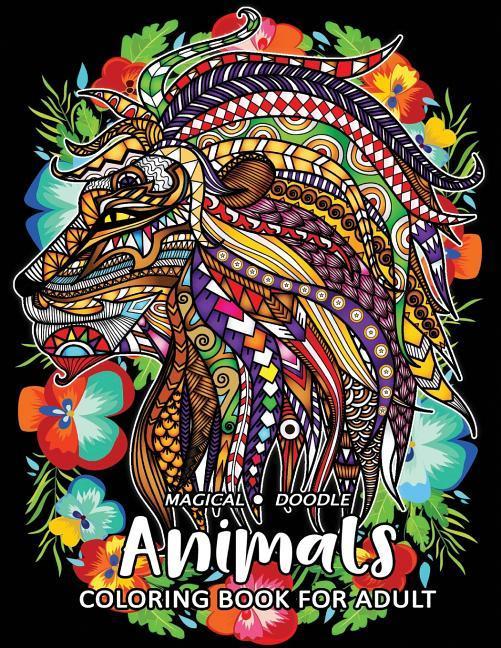 Magical Doodle Animal: Easy and Beautiful Animals Coloring Pages for Stress Relieving 