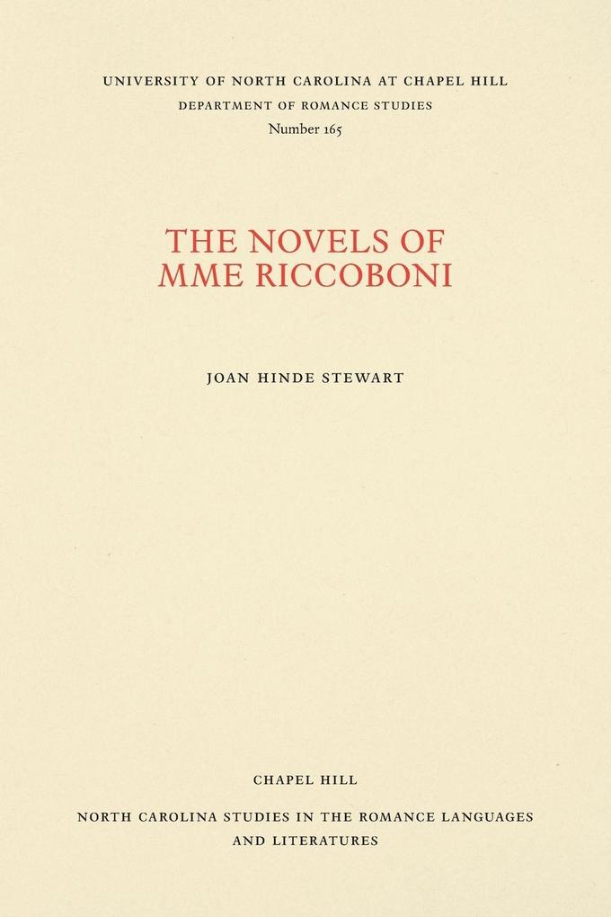 The Novels of Mme Riccoboni
