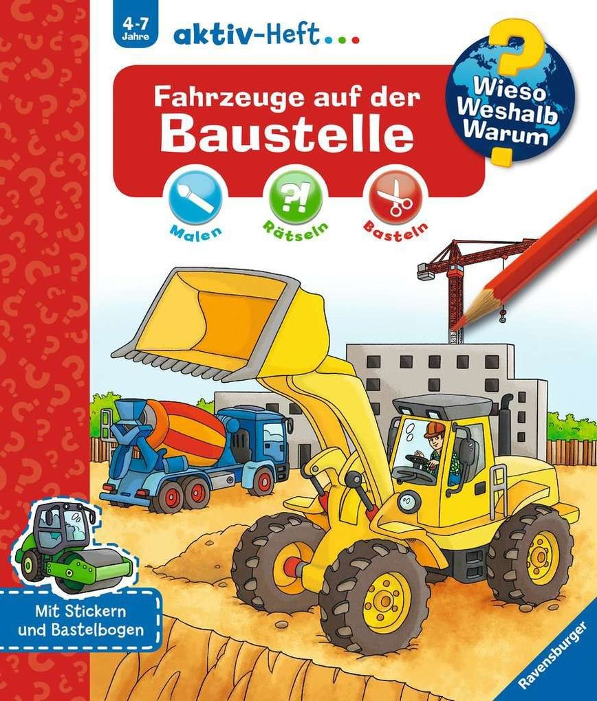 Image of Ravensburger 32951 WWW aktiv-Heft Fahrzeuge Baustelle