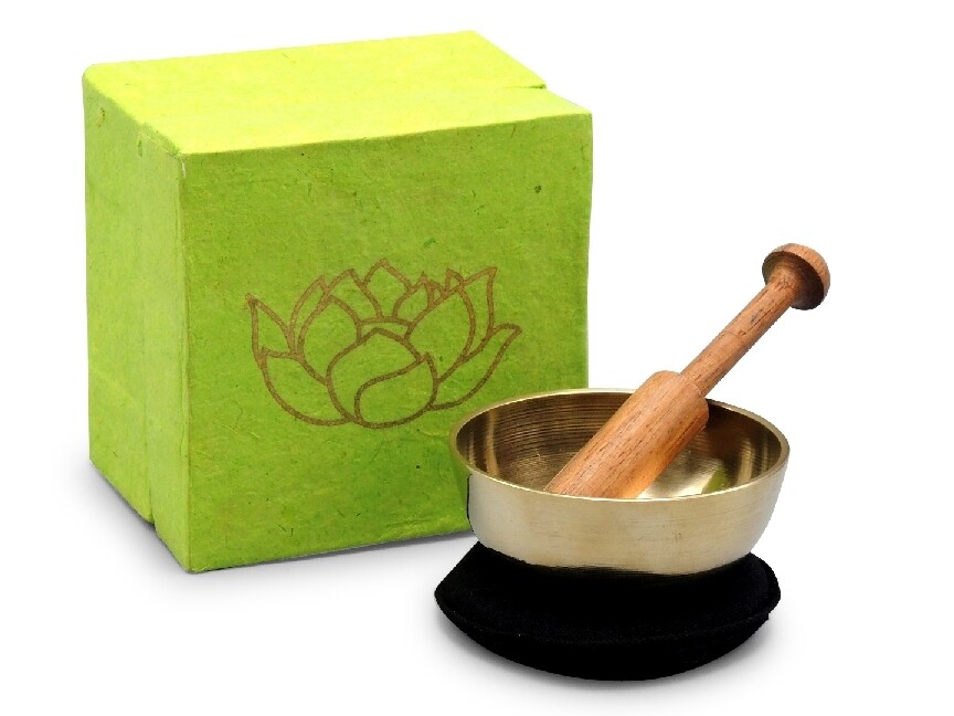 Klangschalen-Set in Box mini grün mit Lotus