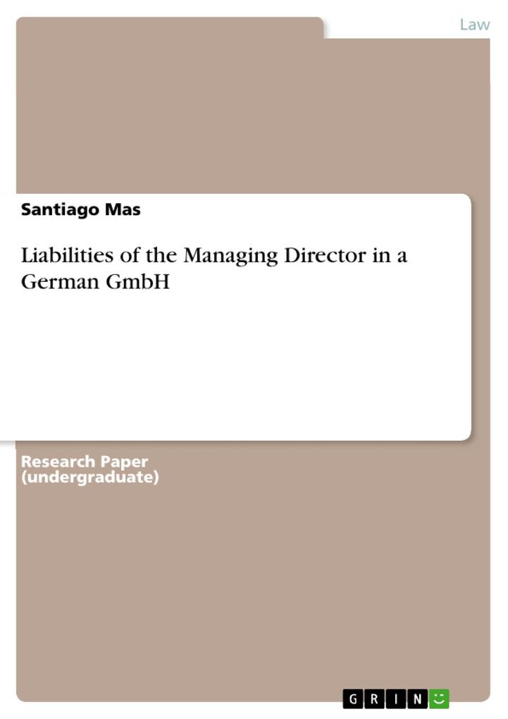Liabilities of the Managing Director in a German GmbH