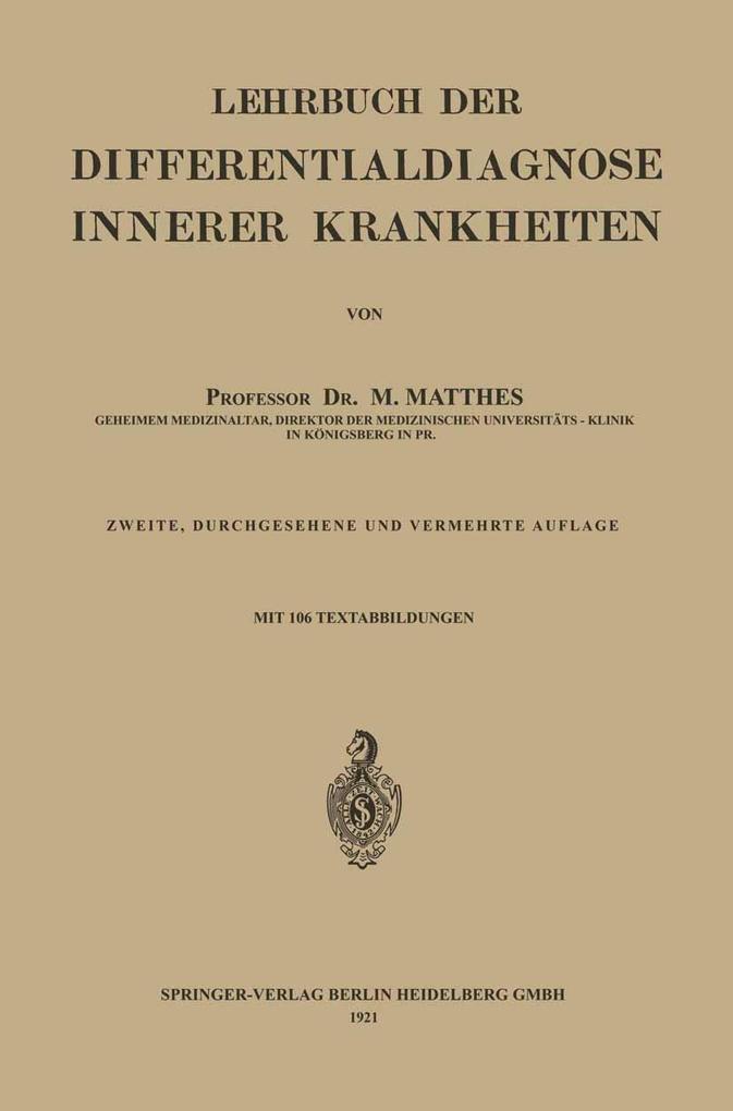 Lehrbuch der Differentialdiagnose innerer Krankheiten