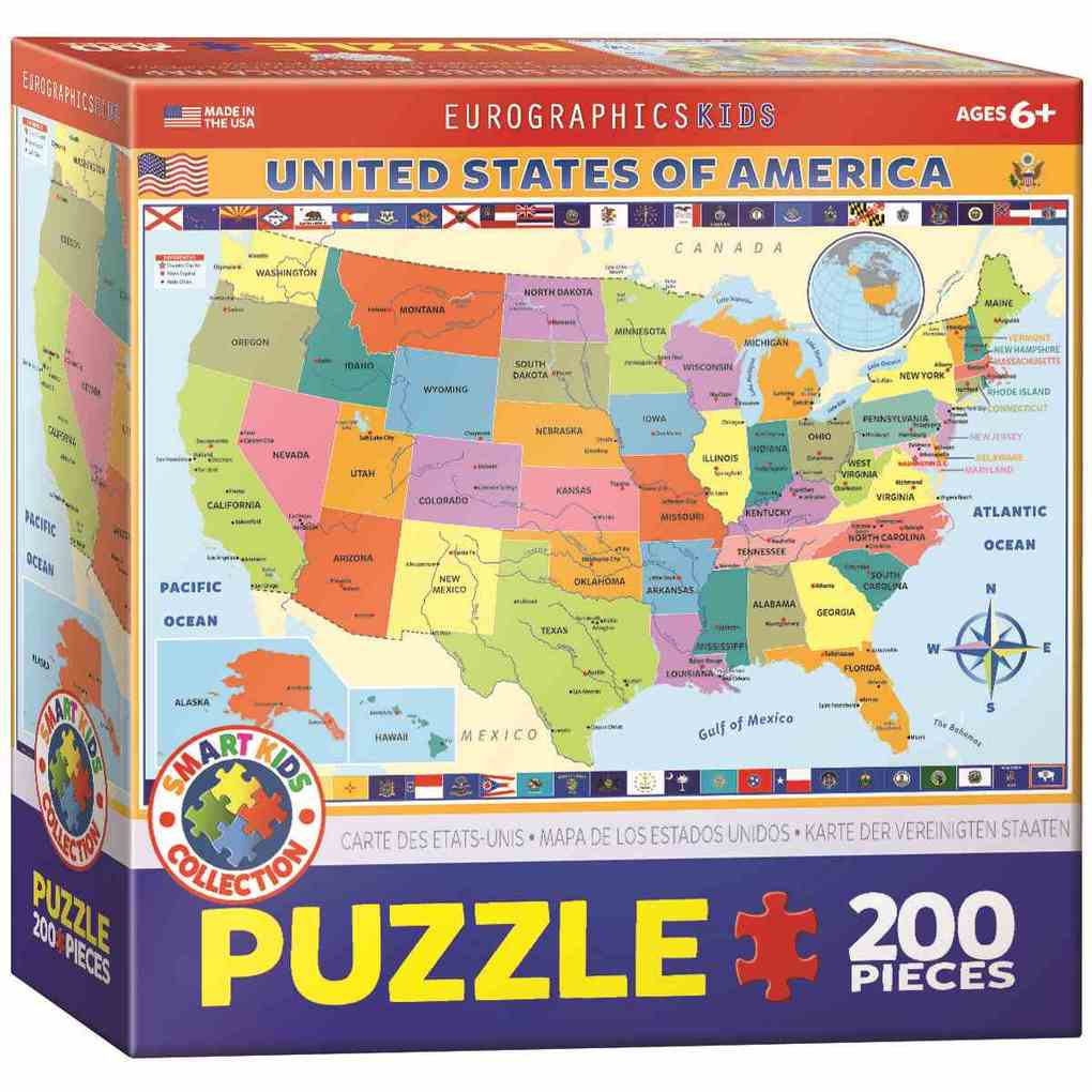 Eurographics 6200-0651 - Karte der Vereinigten Staaten Puzzle 200 Teile