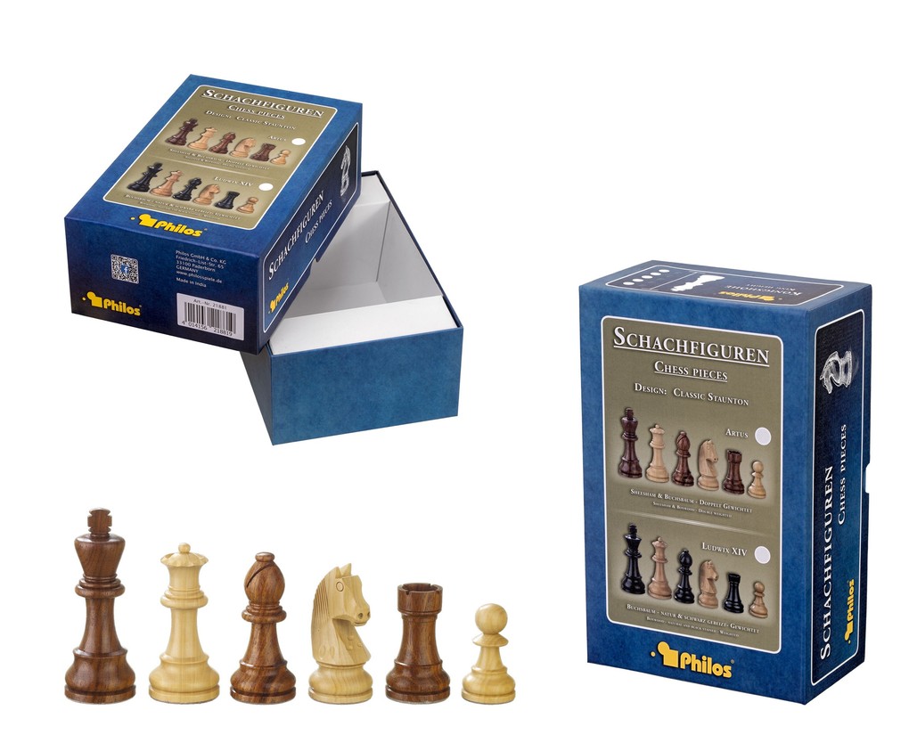 Philos 21891 - Schachfiguren Artus Königshöhe 110 mm in Setup Box