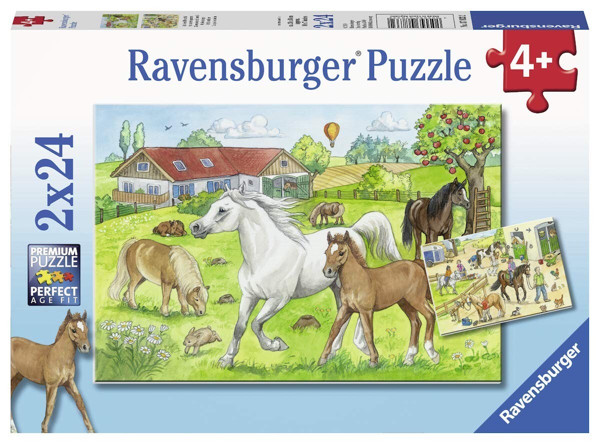 Image of 2er Set Puzzle, je 24 Teile, 26x18 cm, Auf dem Pferdehof
