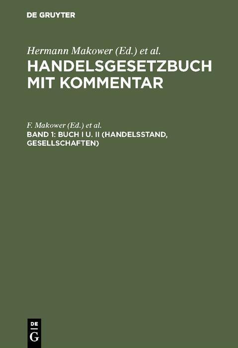 Buch I u. II (Handelsstand Gesellschaften)