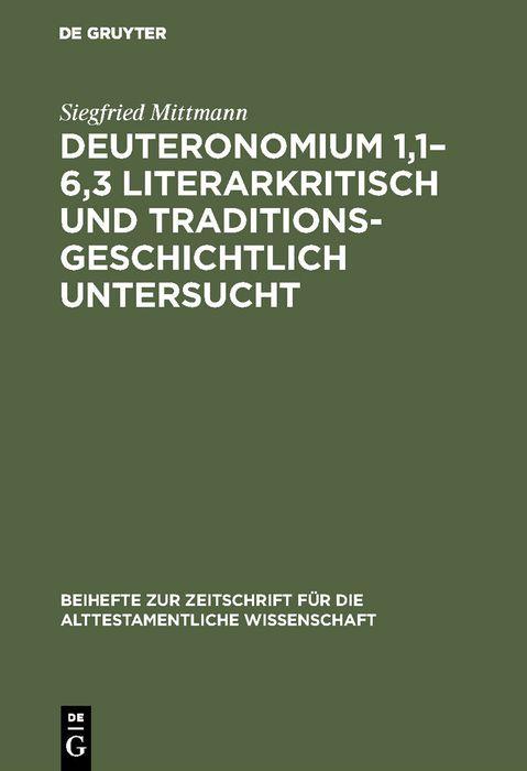 Deuteronomium 11-63 literarkritisch und traditionsgeschichtlich untersucht