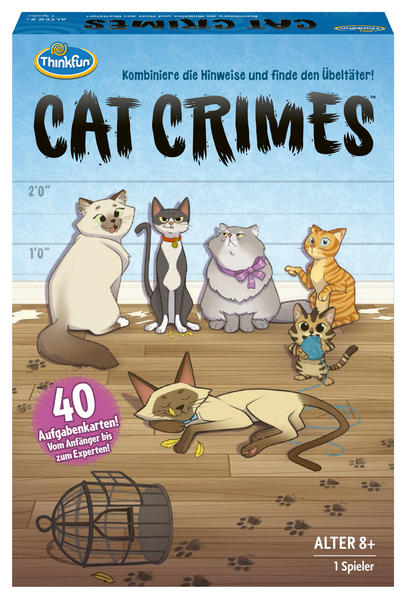 ThinkFun - 76366 - Cat Crimes - Das flauschige und freche Kombinations- und Deduktionsspiel mit Katzen. Finden den Übeltäter!