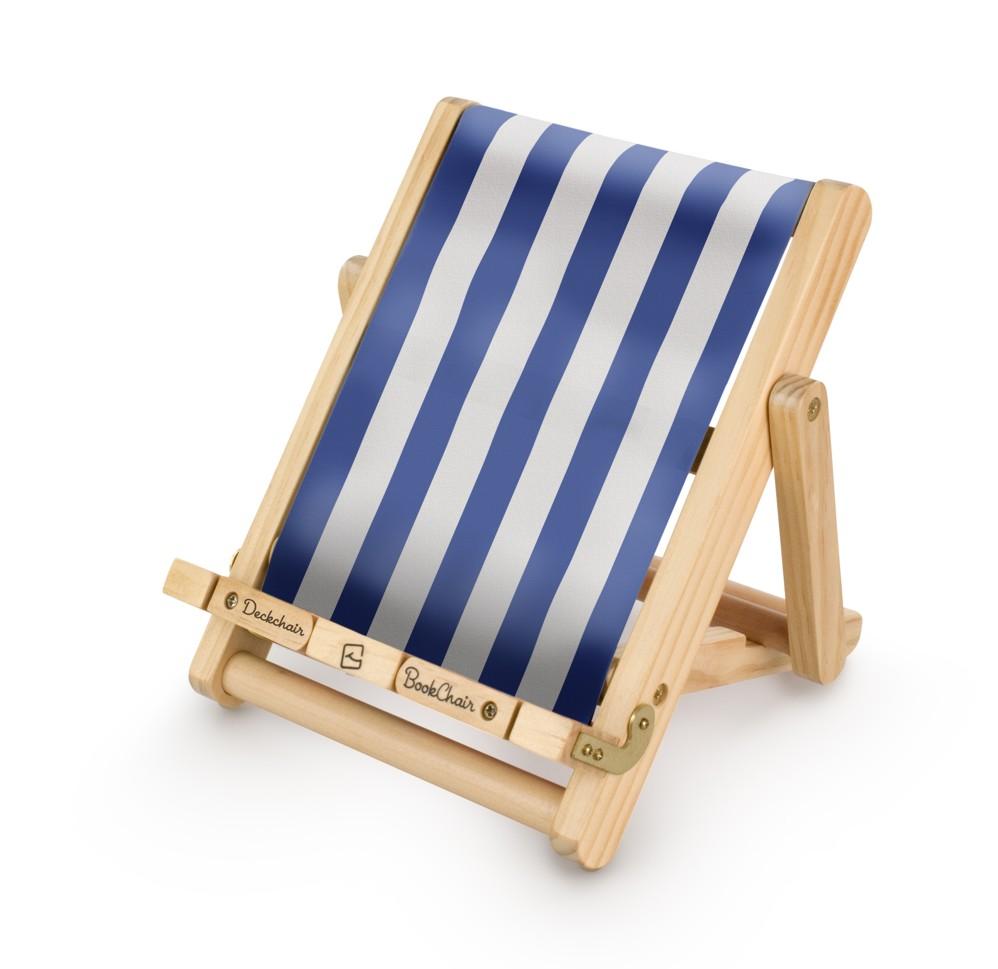 Bookchair (Medium) - Blau-Weiß - Buchständer aus Holz - Leseständer - Für Bücher E-Reader und Tablets - Lesehilfe - Tablethalter - freihändig Lesen - Geschenk für Leser & Buchliebhaber
