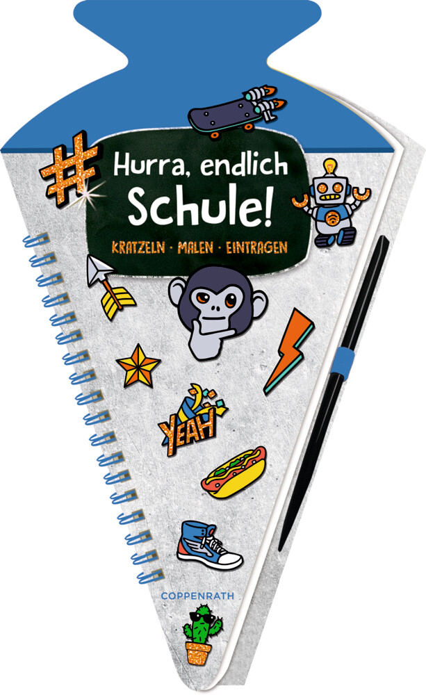 Image of Buch - Schultüten-Kratzelbuch: Funny Patches: Hurra, endlich Schule! (blau)