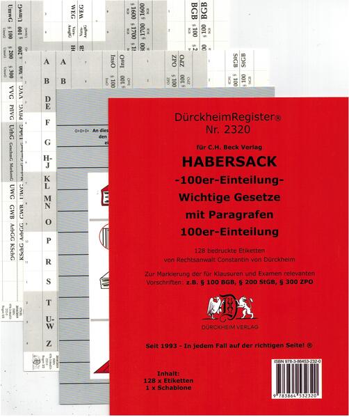 DürckheimRegister® SCHÖNFELDER-100er-Einteilung - 2018-2022