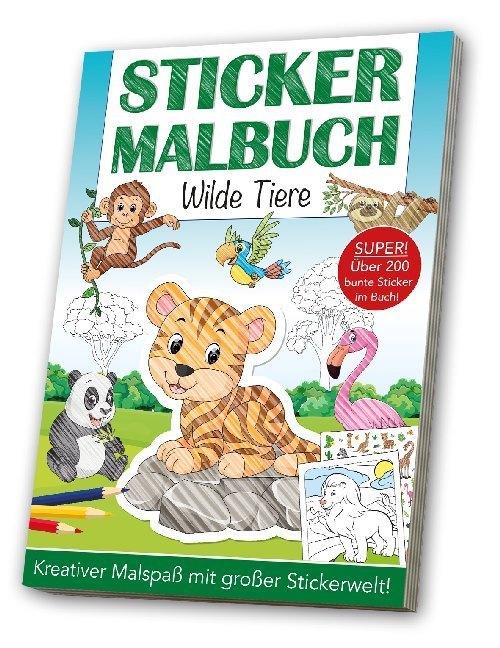 Image of Buch - Stickermalbuch Wilde Tiere