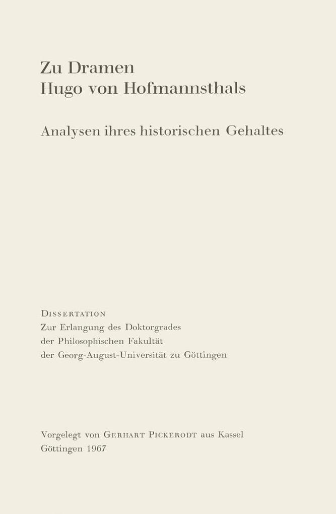 Zu Dramen Hugo von Hofmannsthals