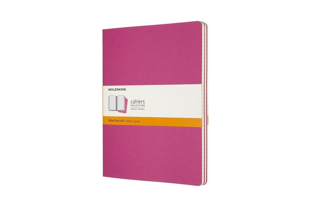 Image of Moleskine Cahier Notizhefte Liniert, Xlarge, Kartoneinband, 3er Set, Kinetisches Pink