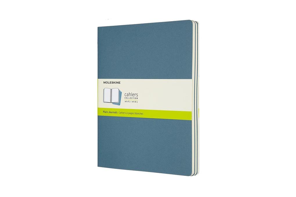 Image of Moleskine Cahier Notizhefte Blanko, Xlarge, Kartoneinband, 3er Set, Lebhaftes Blau