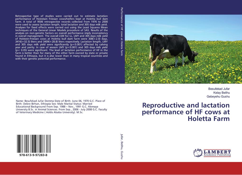 Reproductive and lactation performance of HF cows at Holetta Farm