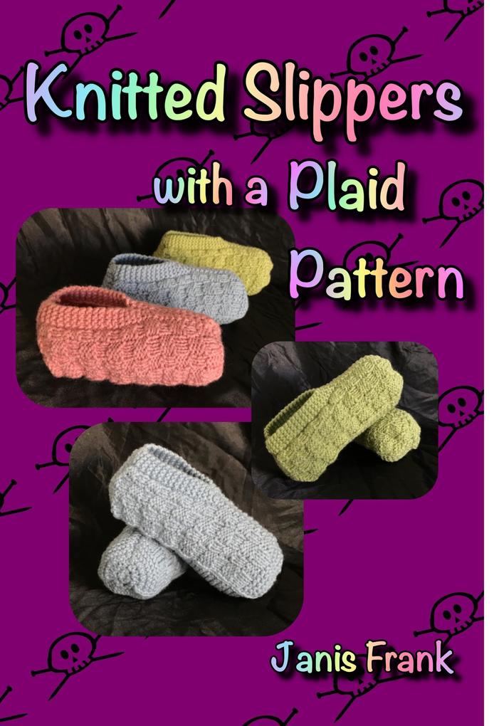 Knitted Adult Slippers with a Plaid Pattern
