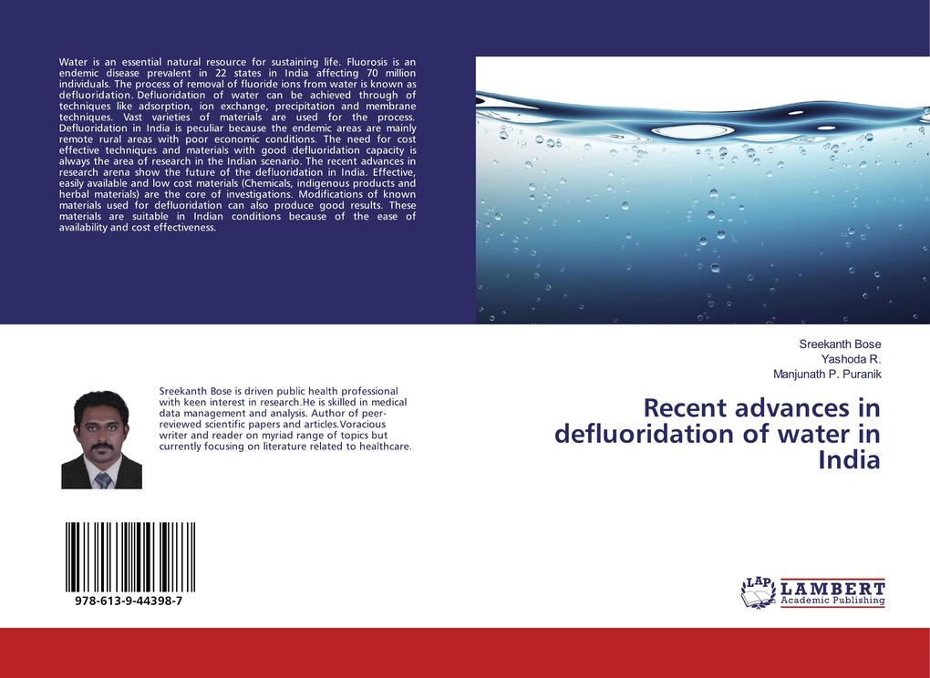 Recent advances in defluoridation of water in India
