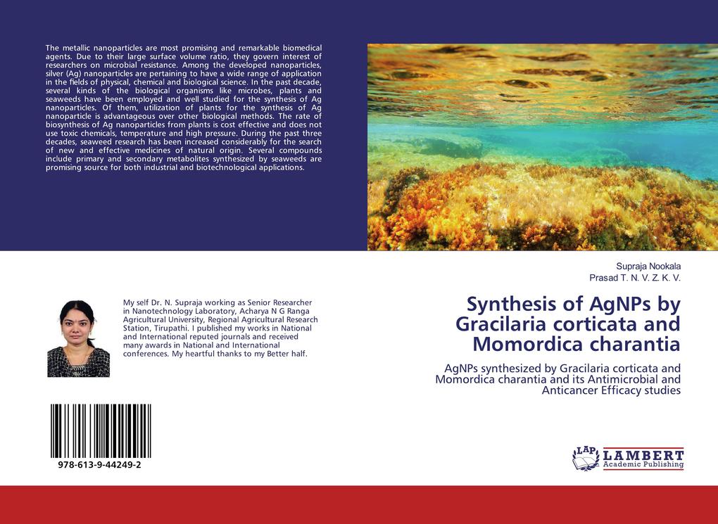 Synthesis of AgNPs by Gracilaria corticata and Momordica charantia