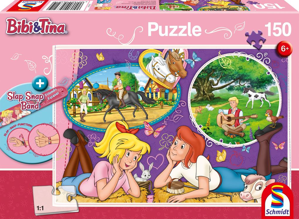 Schmidt Spiele - Freundinnen für immer 150 Teile mit Add-on Slap Snap Band rot