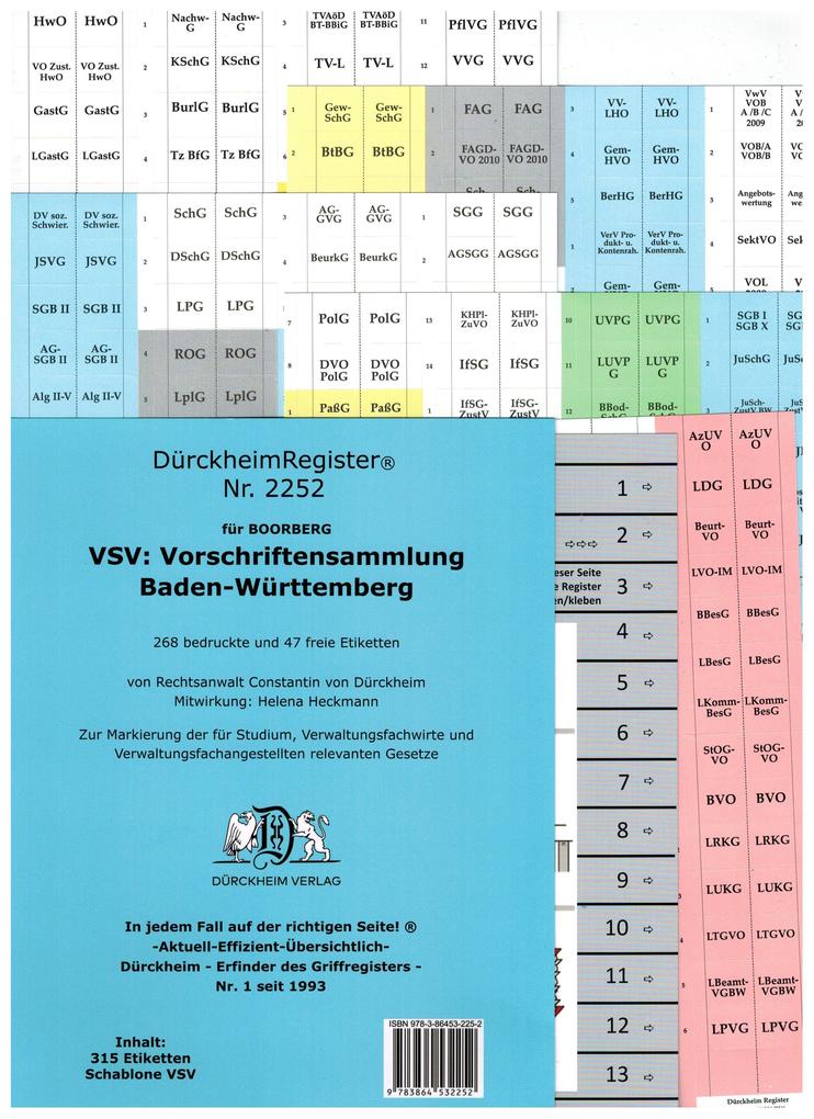 DürckheimRegister® VSV BADEN-WÜRTTEMBERG (2021) BOORBERG Verlag