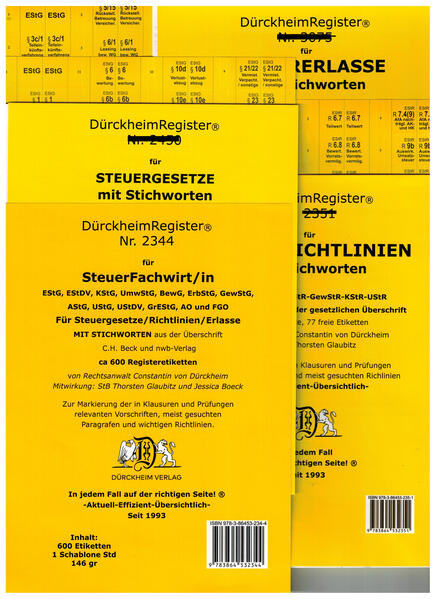 DürckheimRegister® STEUERFACHWIRT/IN 2023 Steuegesetze- Richtlinien + Erlasse mit Stichworten