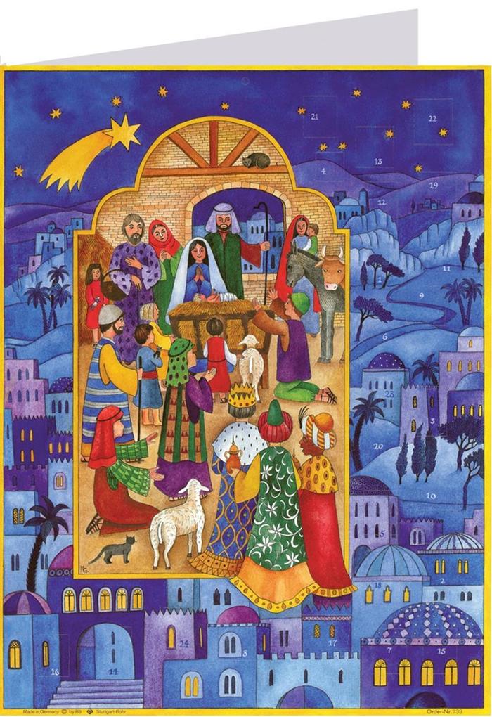 Postkarten-Adventskalender 'Krippe in Bethlehem'