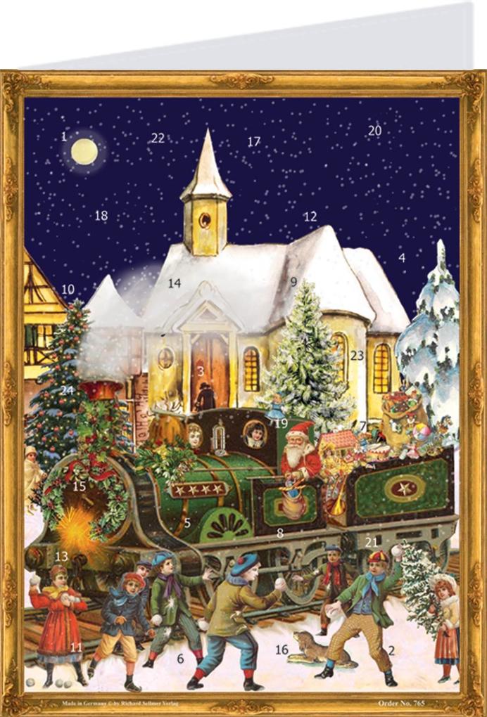 Postkarten-Adventskalender 'Zug'