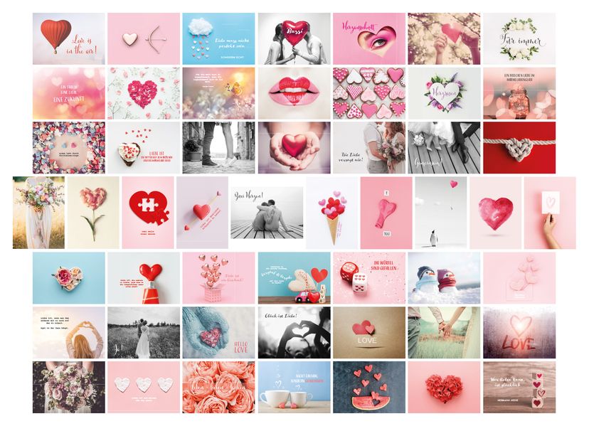Postkarten Hochzeit 52 Wochen Set mit 52 Liebespostkarten DIN A6 für Hochzeitsspiel