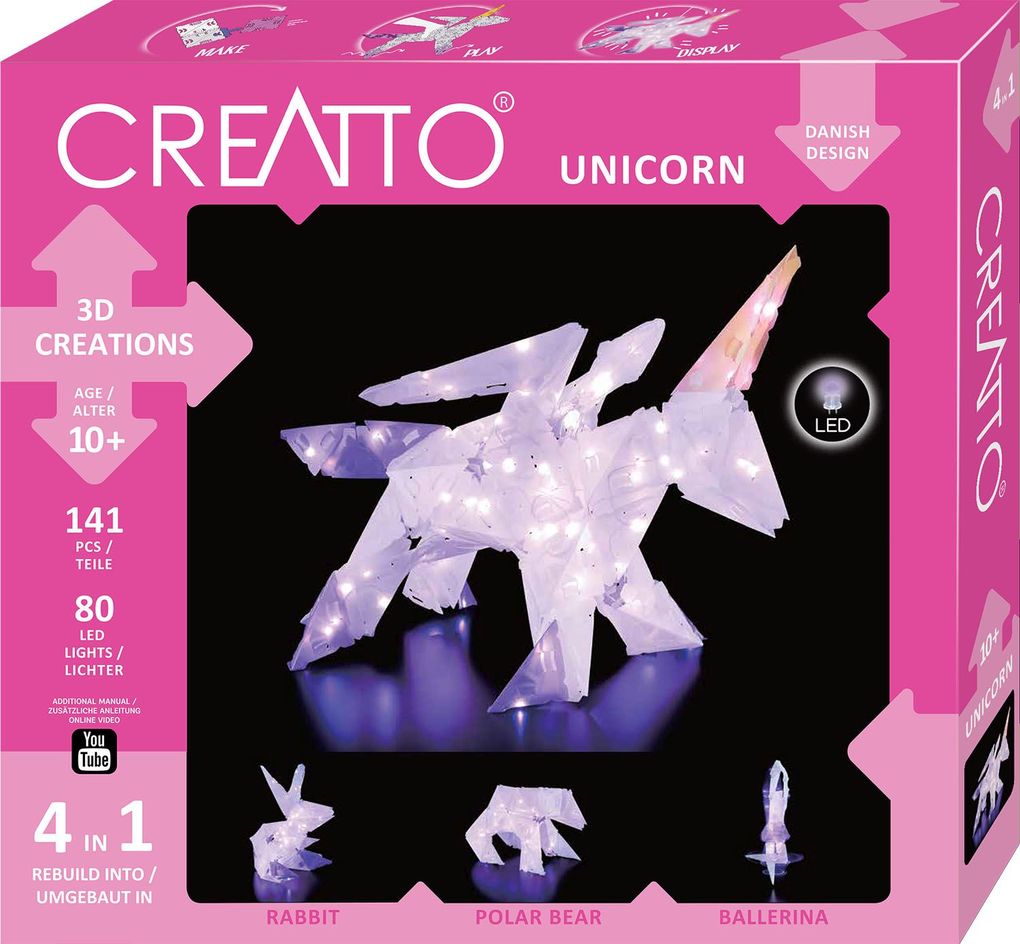 Image of 3D-Leuchtpuzzle Creatto Einhorn inkl. LED-Leuchtkette, 141 Teile
