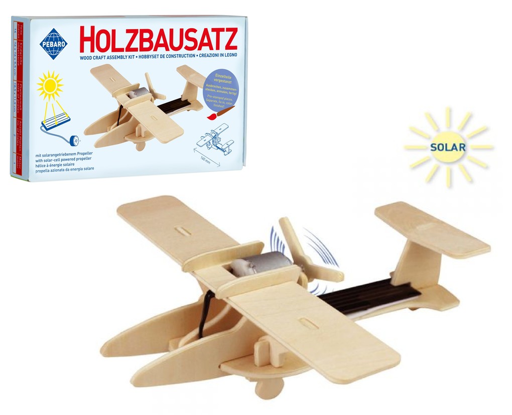 PEBARO 830/4 - Solar Holzbausatz Sport-Flugzeug 14-teilig Holzkonstruktion mit solarangetriebenem Propeller