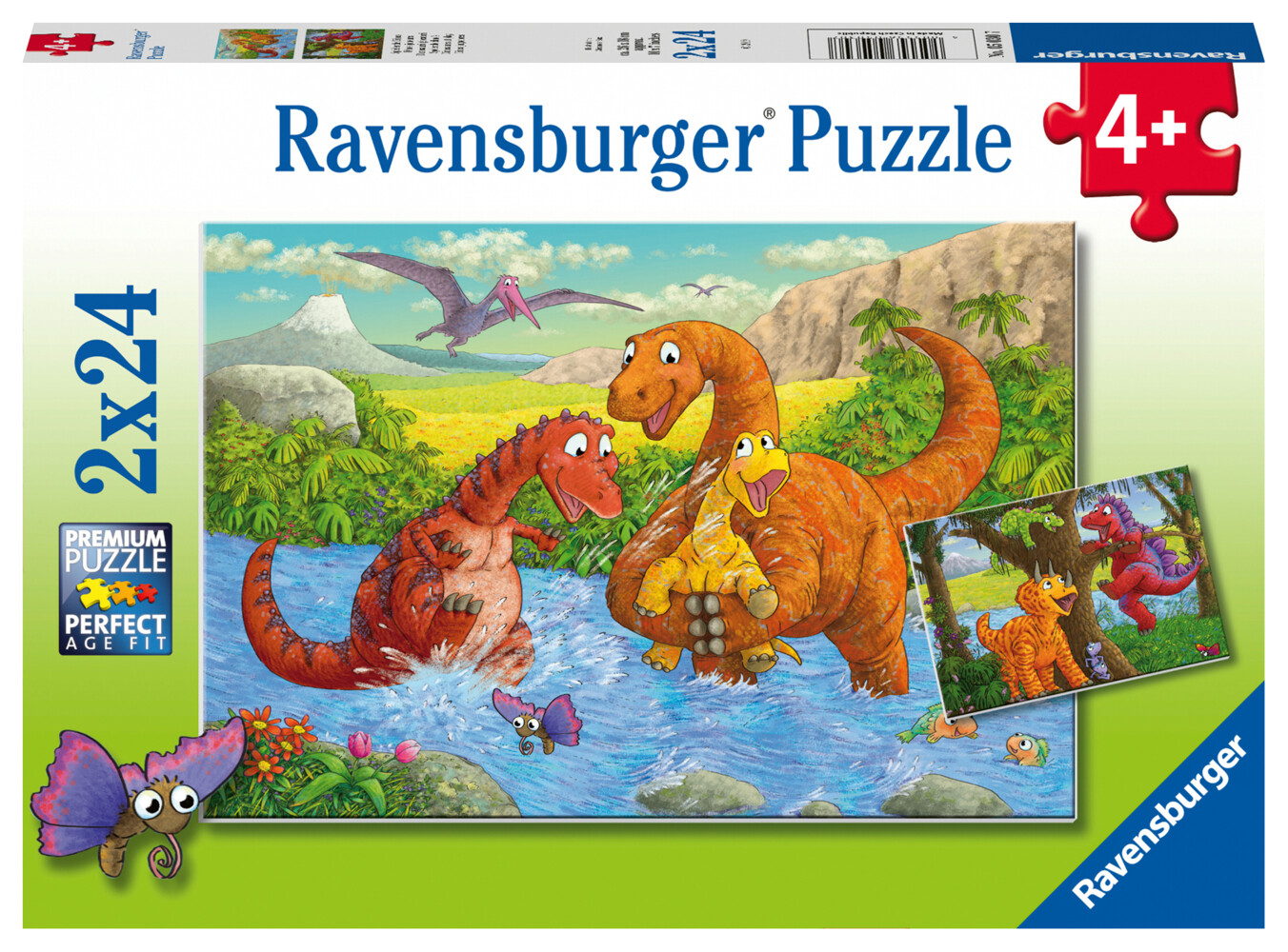 Ravensburger Kinderpuzzle - 05030 Spielende Dinos - Puzzle für Kinder ab 4 Jahren mit 2x24 Teilen