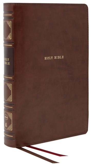 Nkjv Reference Bible Classic Verse-By-Verse Center-Column Leathersoft Brown Red Letter Edition Comfort Print