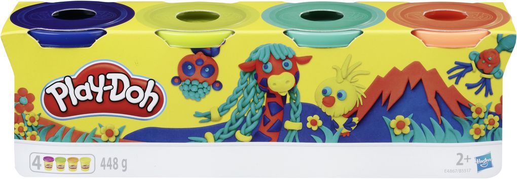 Image of Hasbro - Play-Doh 4er Pack Wild dunkelblau limettengrün türkis und orange