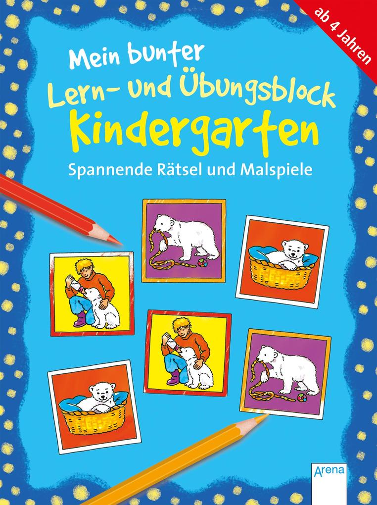 Image of Mein Bunter Lern- Und Übungsblock, Kindergarten: Spannende Rätsel Und Malspiele - Friederike Barnhusen, Kartoniert (TB)