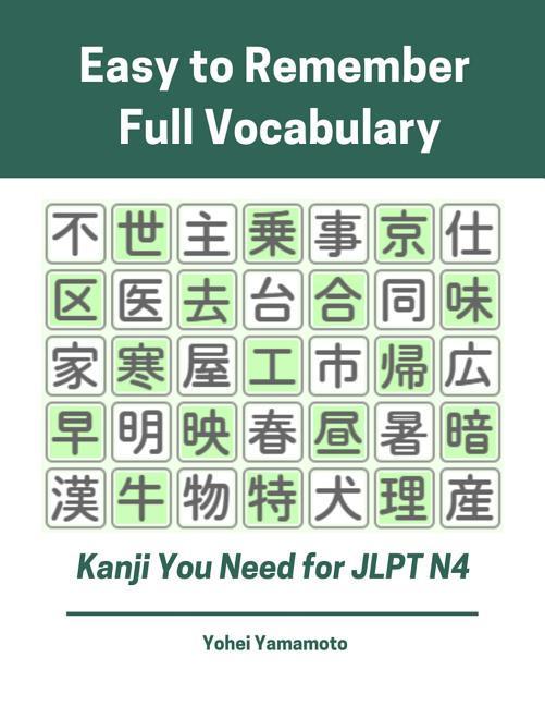 Easy to Remember Full Vocabulary Kanji You Need for Jlpt N4: Practice Reading Writing Kanji Vocab Flash Cards and Characters Exercise Book for New 20