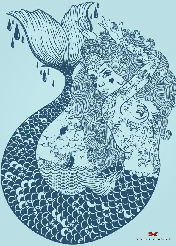 Maritimes Notizbuch - Illustration: Meerjungfrau