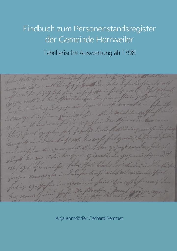 Findbuch zum Personenstandsregister der Gemeinde Horrweiler