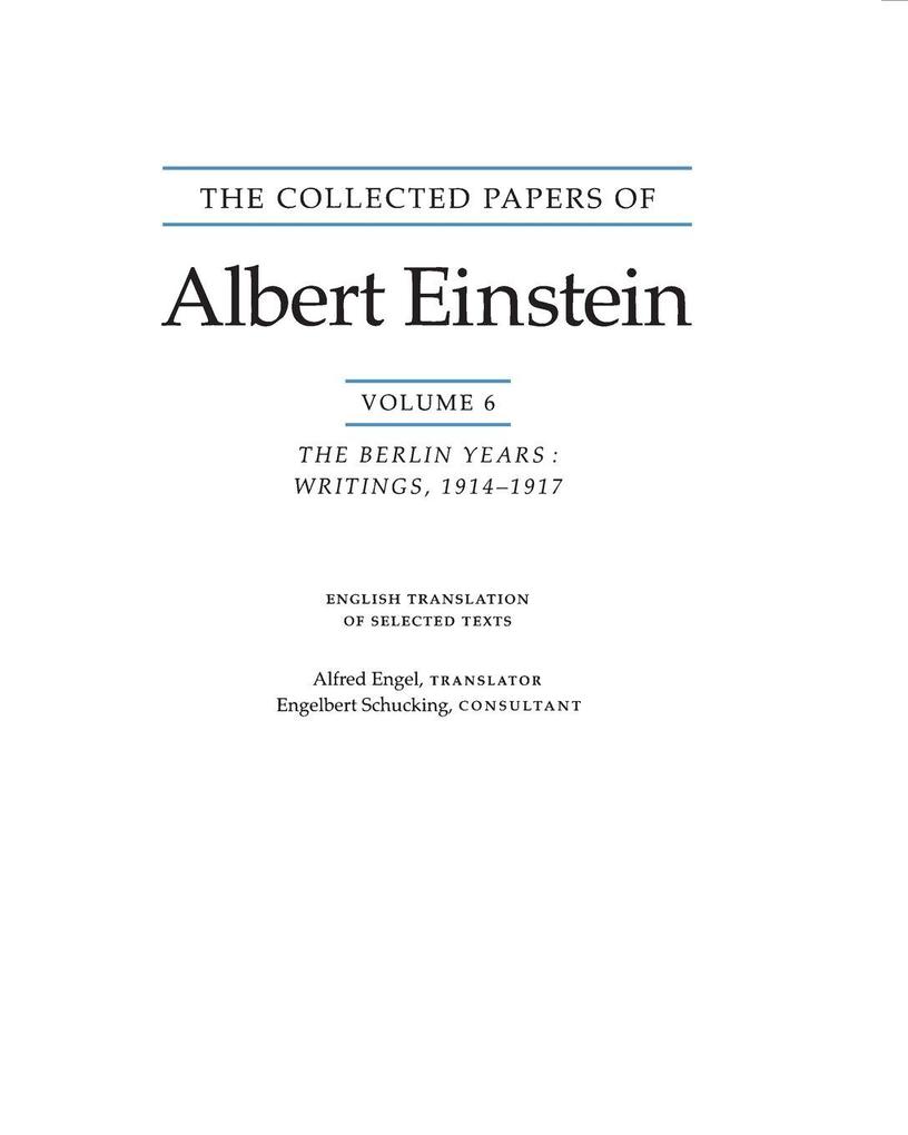 The Collected Papers of Albert Einstein Volume 6 (English)