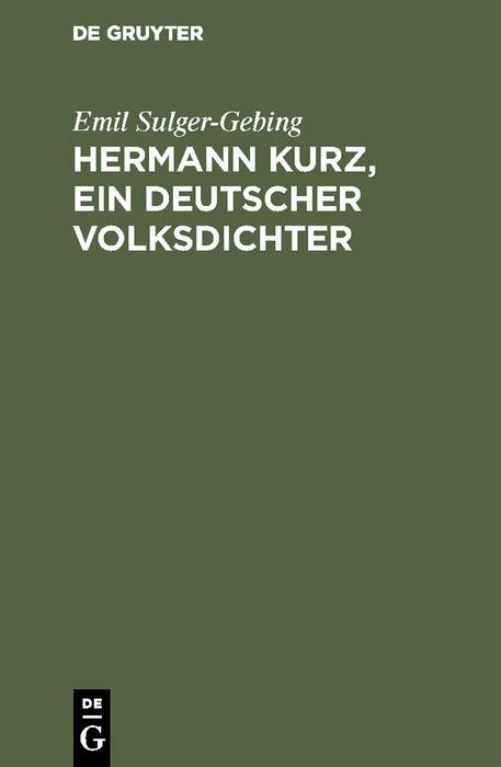 Hermann Kurz ein deutscher Volksdichter