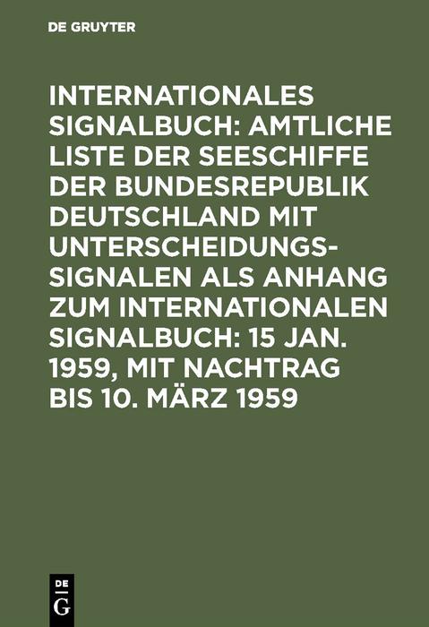 15 Jan. 1959 mit Nachtrag bis 10. März 1959