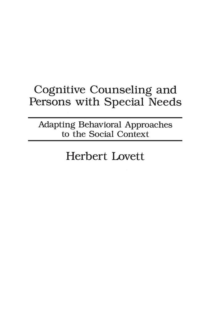 Cognitive Counseling and Persons with Special Needs